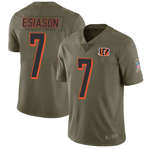 Nike Bengals #7 Boomer Esiason Olive Youth Stitched NFL Limited Salute to Service Jersey